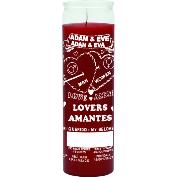 Print 7 Day Candles Single Color Lovers Adam and Eve Red