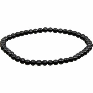 Elastic Bracelet 4mm Round  - Black Tourmaline