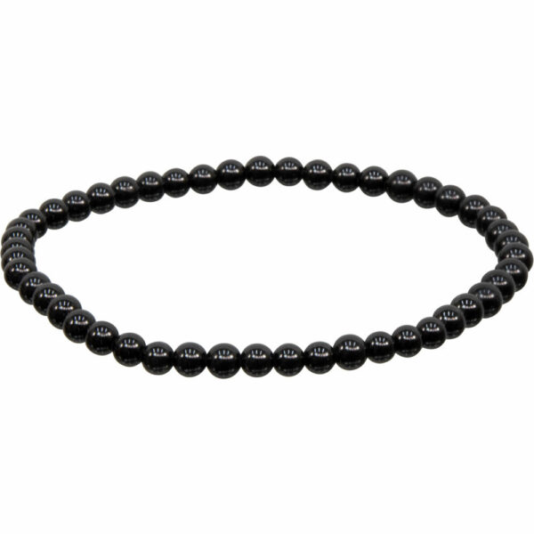 Elastic Bracelet 4mm Round  - Black Tourmaline