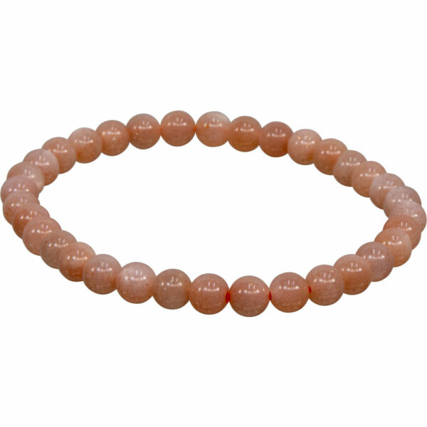 Elastic Gemstone Bracelet Round Peach Moonstone