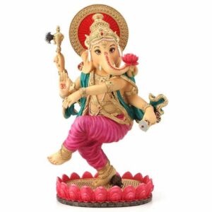 Hand Painted Dancing Resin Ganesha 8"