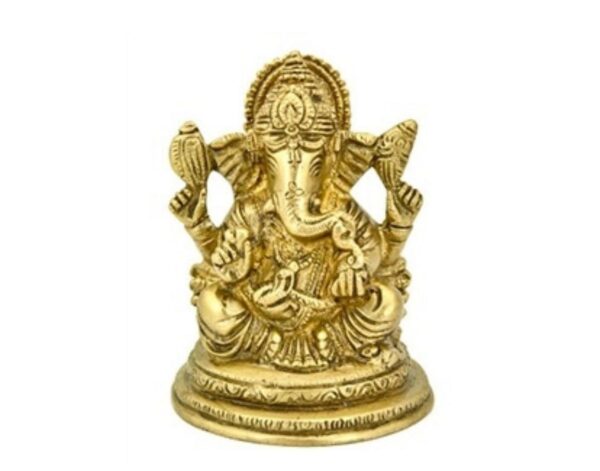 Ganesh Carved Trunk Brass 6"H x 6"W