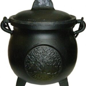 Pentacle Cauldron w/ Lid 7"