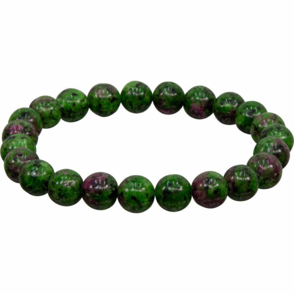 Elastic Gemstone Bracelet Round Ruby Zoisite
