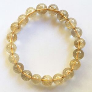 Elastic Gemstone Bracelet Round Rutilated Gold Grade A