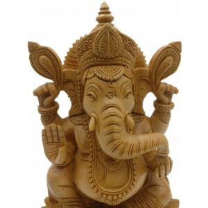 Wooden Ganesha Carved 6"H