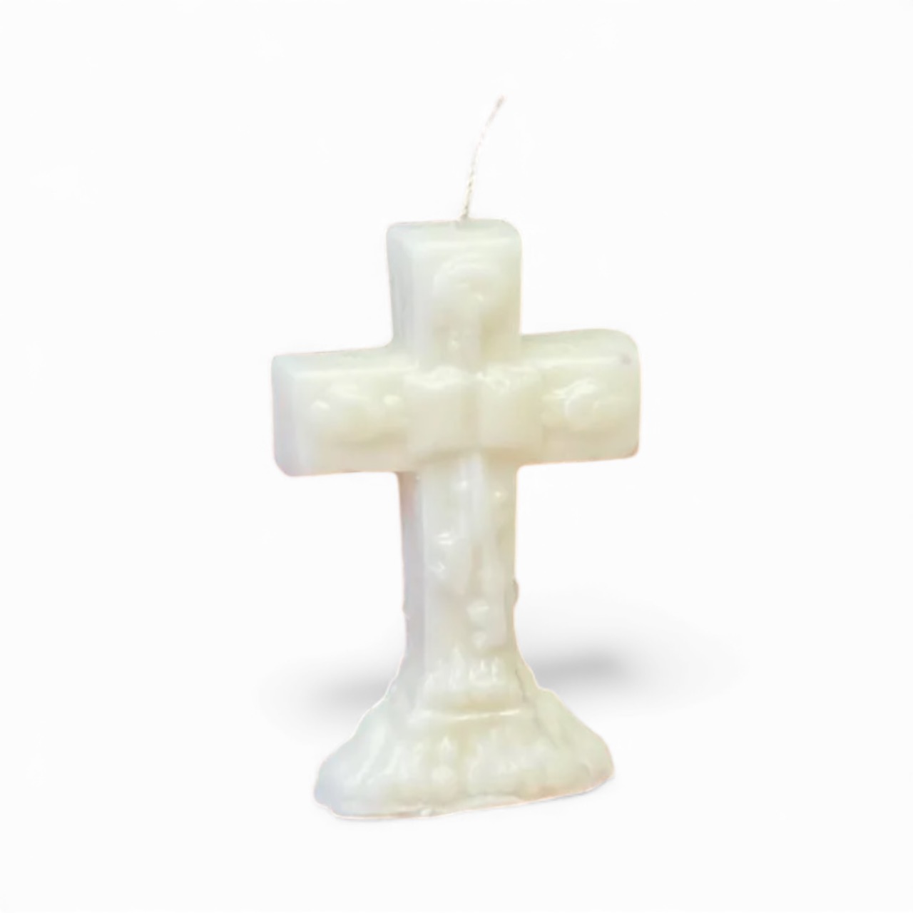 Cross Candle White 5"