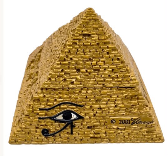 Golden Egyptian Pyramid Jewelry Box with Eye of Horus – 7" x 6"