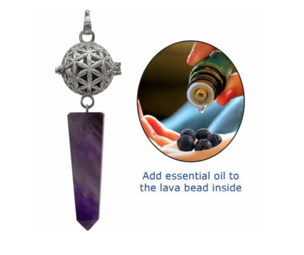 Aromatherapy Pendant Flower of Life - Amethyst Point