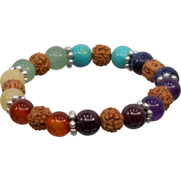 7 Chakra Elastic Bracelet w/ Rudraksha