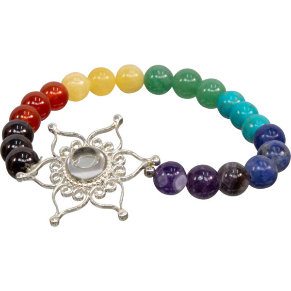 7 Chakra Elastic Bracelet w/ Lotus Flower