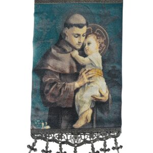 Tapiz Religioso Tejido de San Antonio – Colgante Devocional de Pared