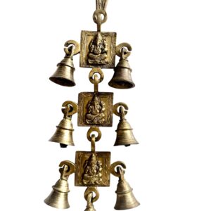 Chimes de Bronce con Ganesh - Amuleto Colgante de 7 Campanas para Protección y Éxito