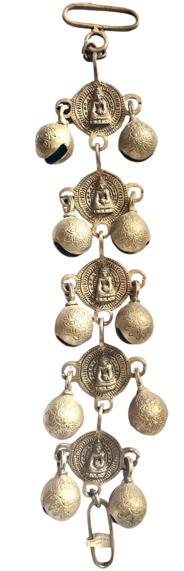 Campana de Bronce con Buda – Chime Decorativo Espiritual de 21”