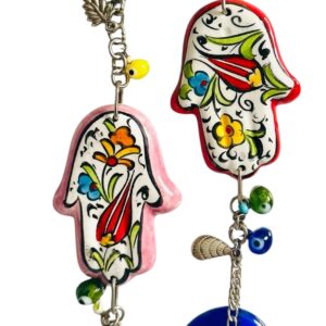 Hamsa de Cerámica con Ojo Turco Azul – Amuleto de Protección y Bendiciones 12"