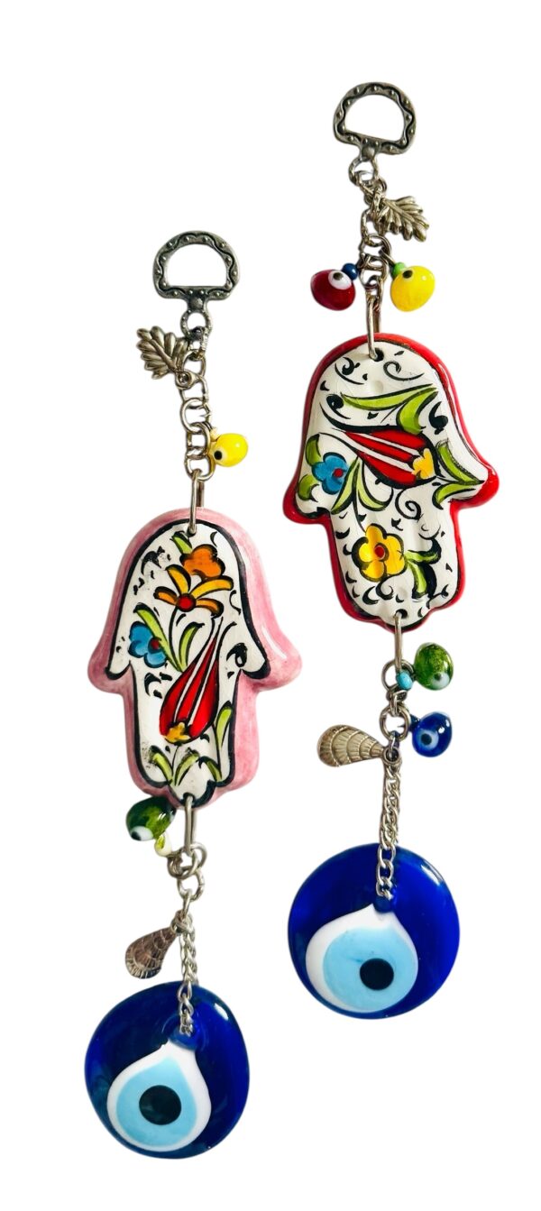Hamsa de Cerámica con Ojo Turco Azul – Amuleto de Protección y Bendiciones 12"