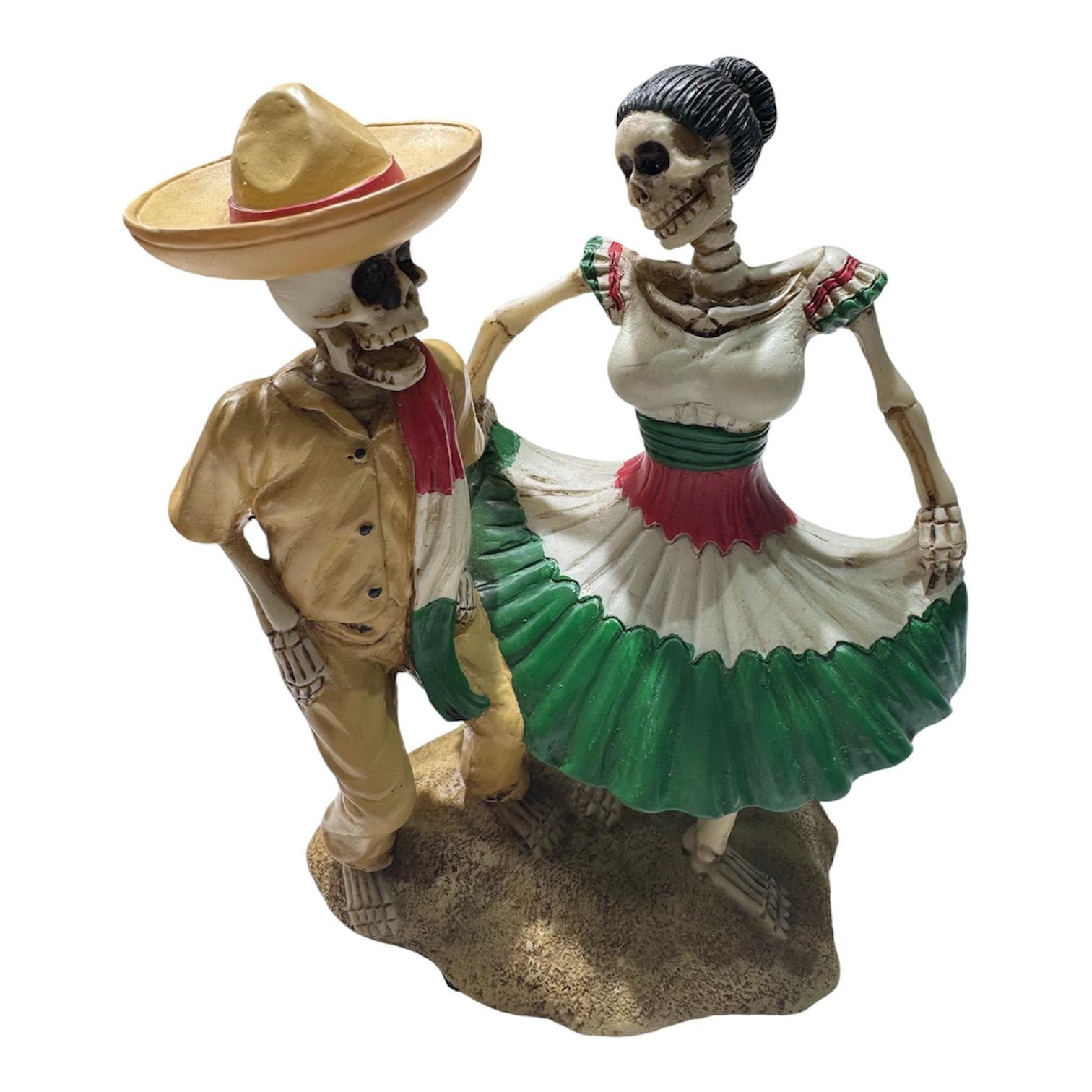 Beautiful Mexican Catrina Dancing Couple Statue