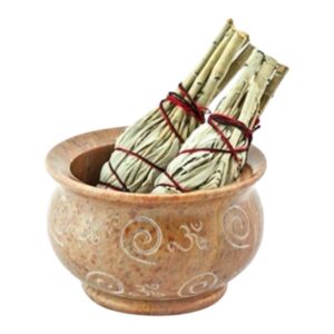 Spiral Incense Burner with OM Carving – 2.5 x 4"