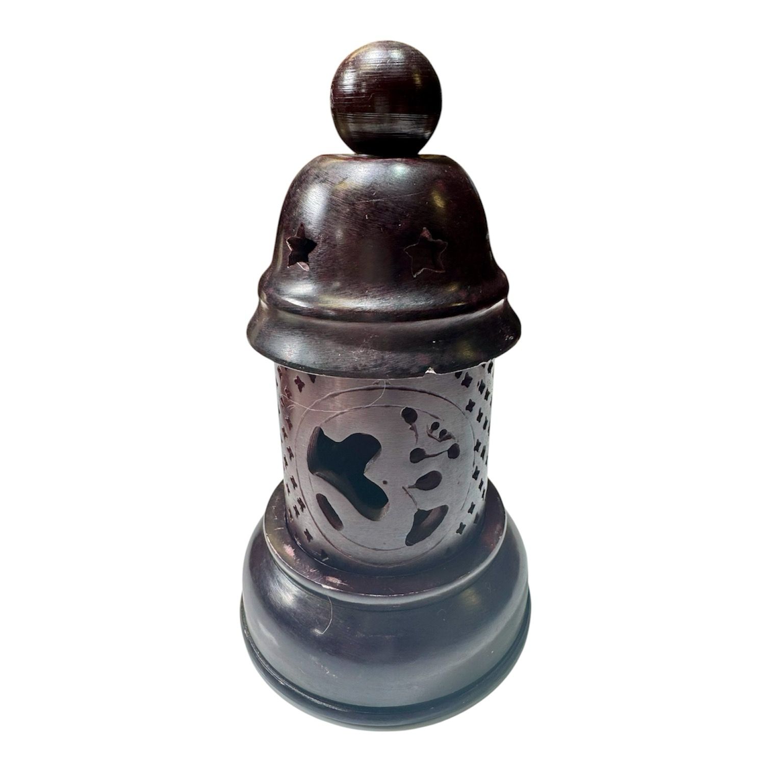 Om Symbol Soapstone Tea Light & Incense Cone Burner | Hand Carved Meditation Décor
