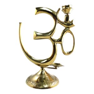 Brass Om Candle Holder | Sacred Om Symbol Altar Candlestick