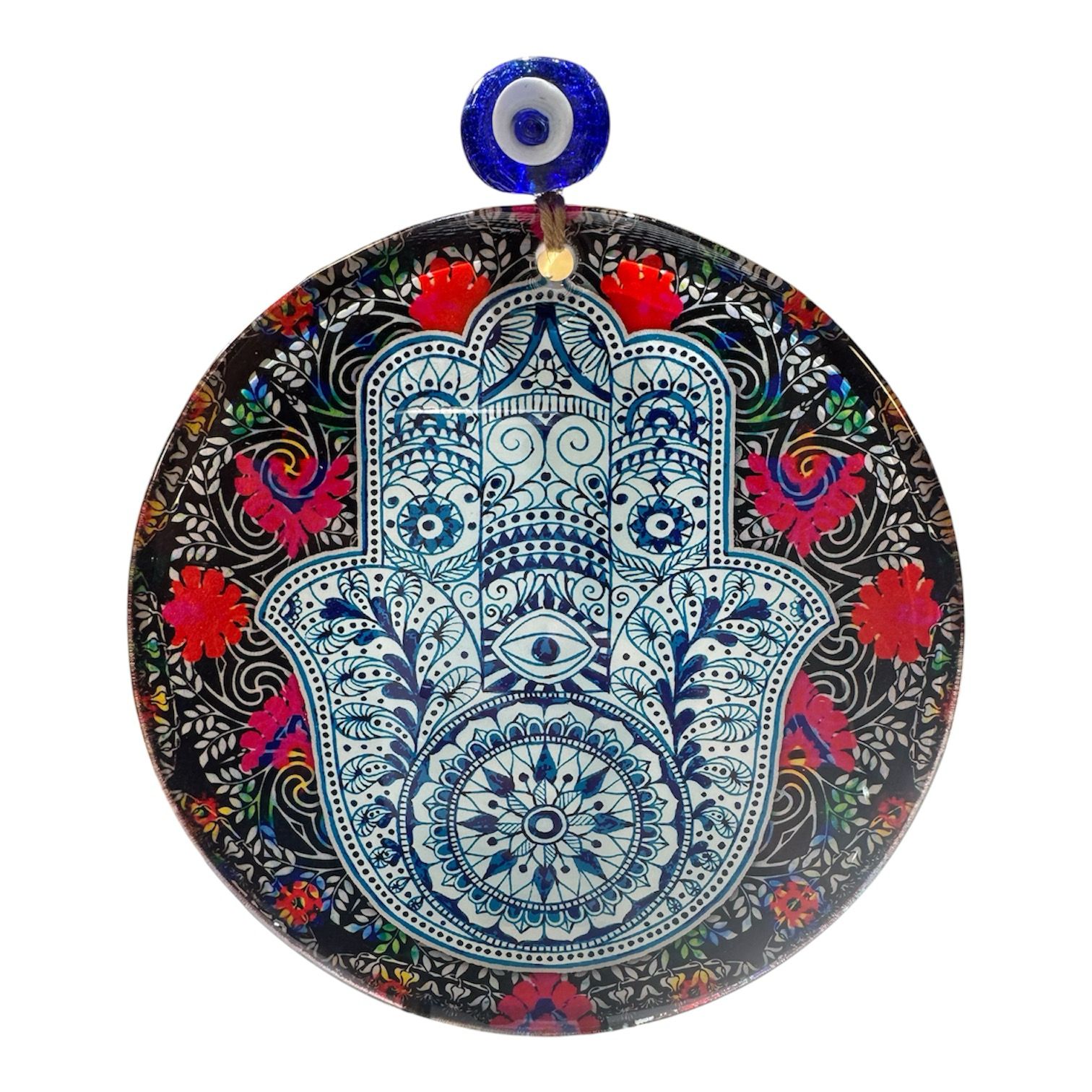 Hamsa Evil Eye Glass Suncatcher | Protective Spiritual Window Decor - Image 2