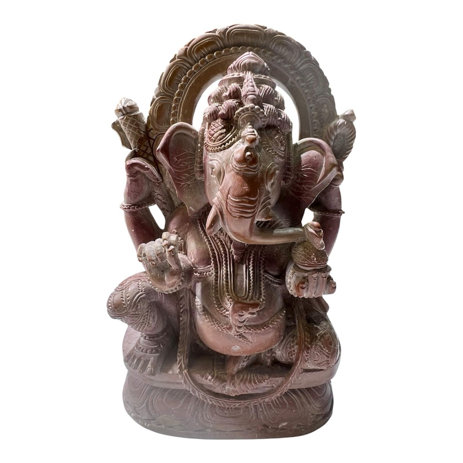Hand-Carved Soapstone Lord Ganesh Statue from Varanasi, India – 6"