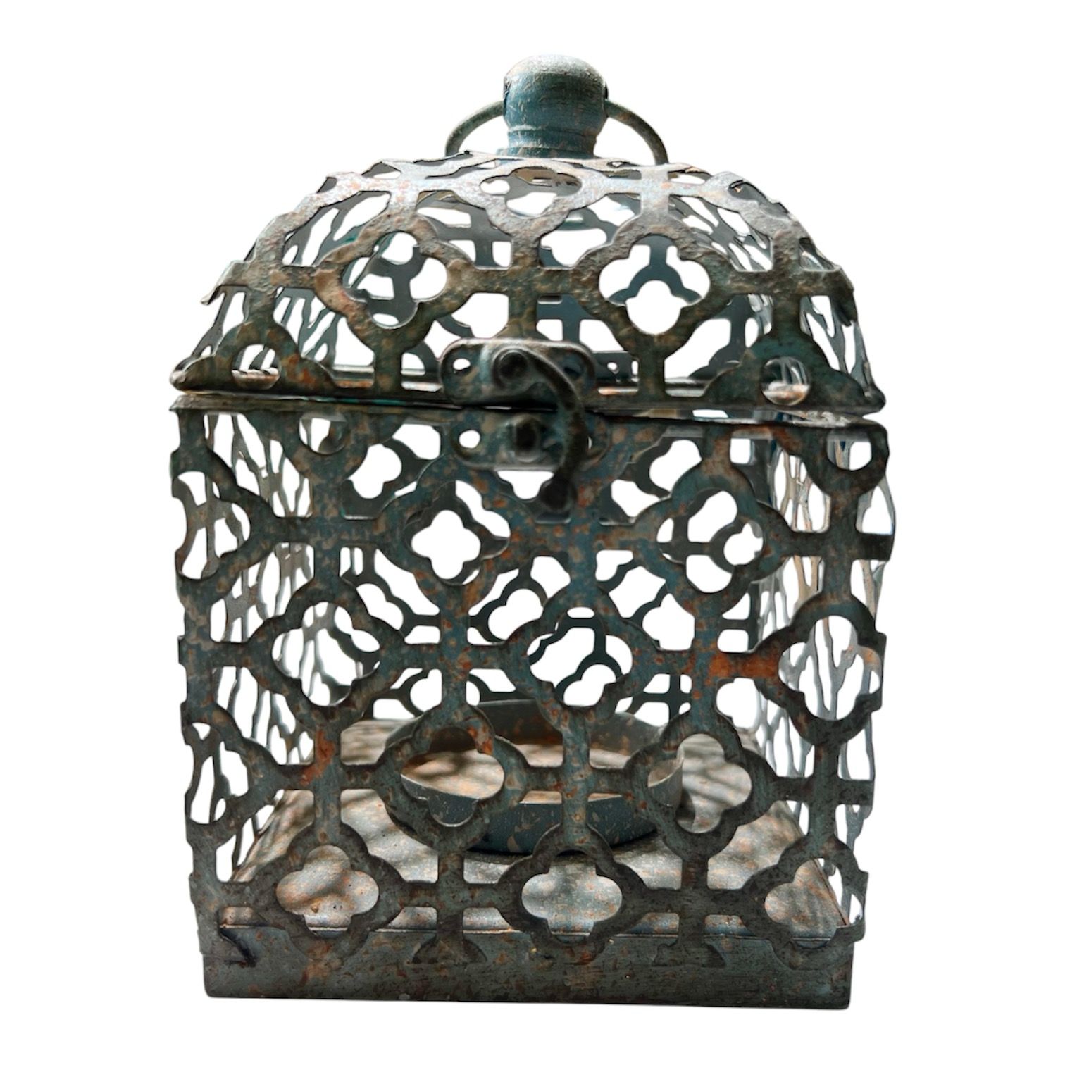 Ara Blue Lantern Candle Holder | Decorative Glass Lantern 4.25" x 7"