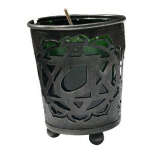 Heart Chakra Candle Holder | Green Glass Spiritual Lantern