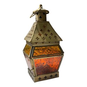 Amber Glass Vintage Lantern | Decorative Candle Lantern