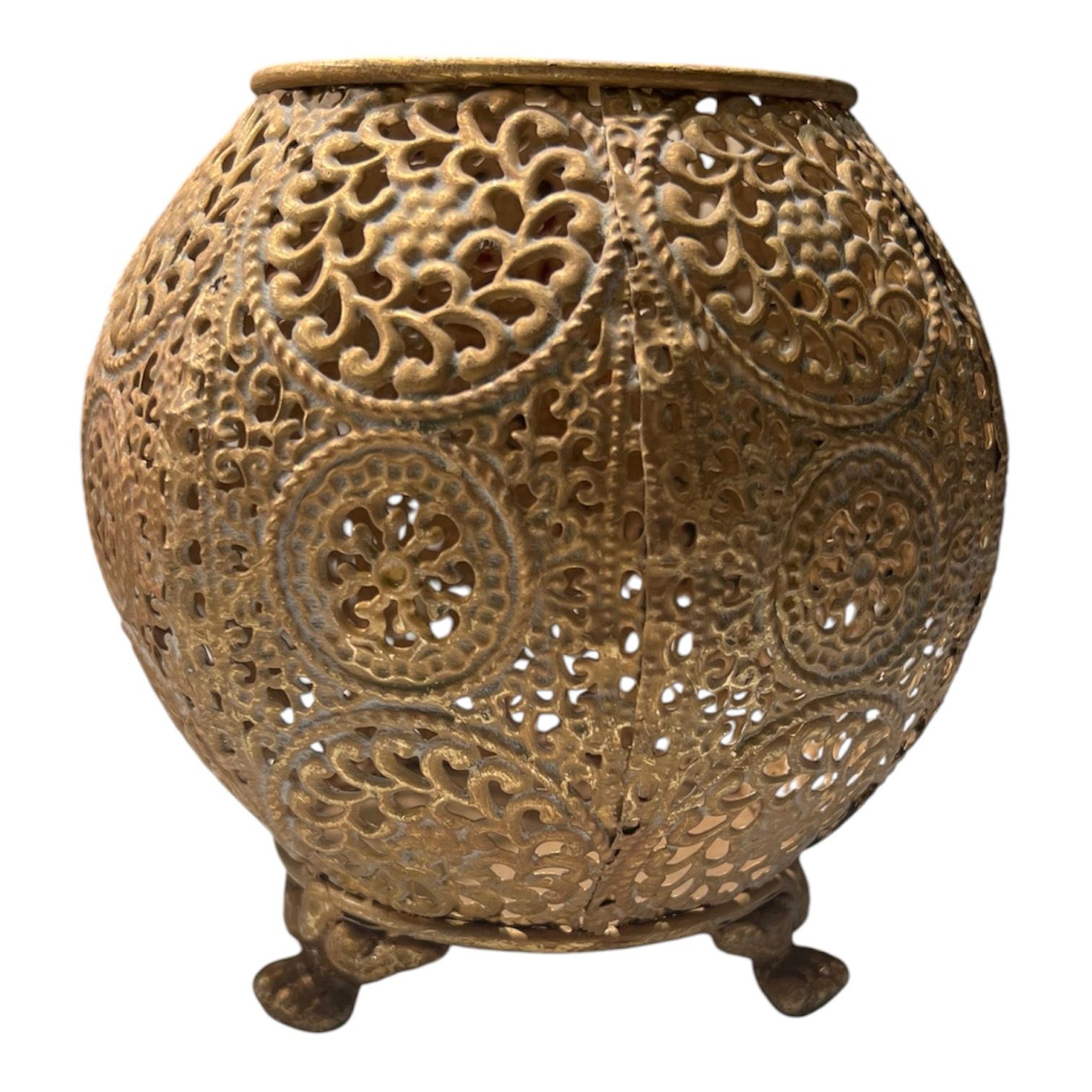 Antique Filigree Lantern Bowl | Decorative Candle Holder