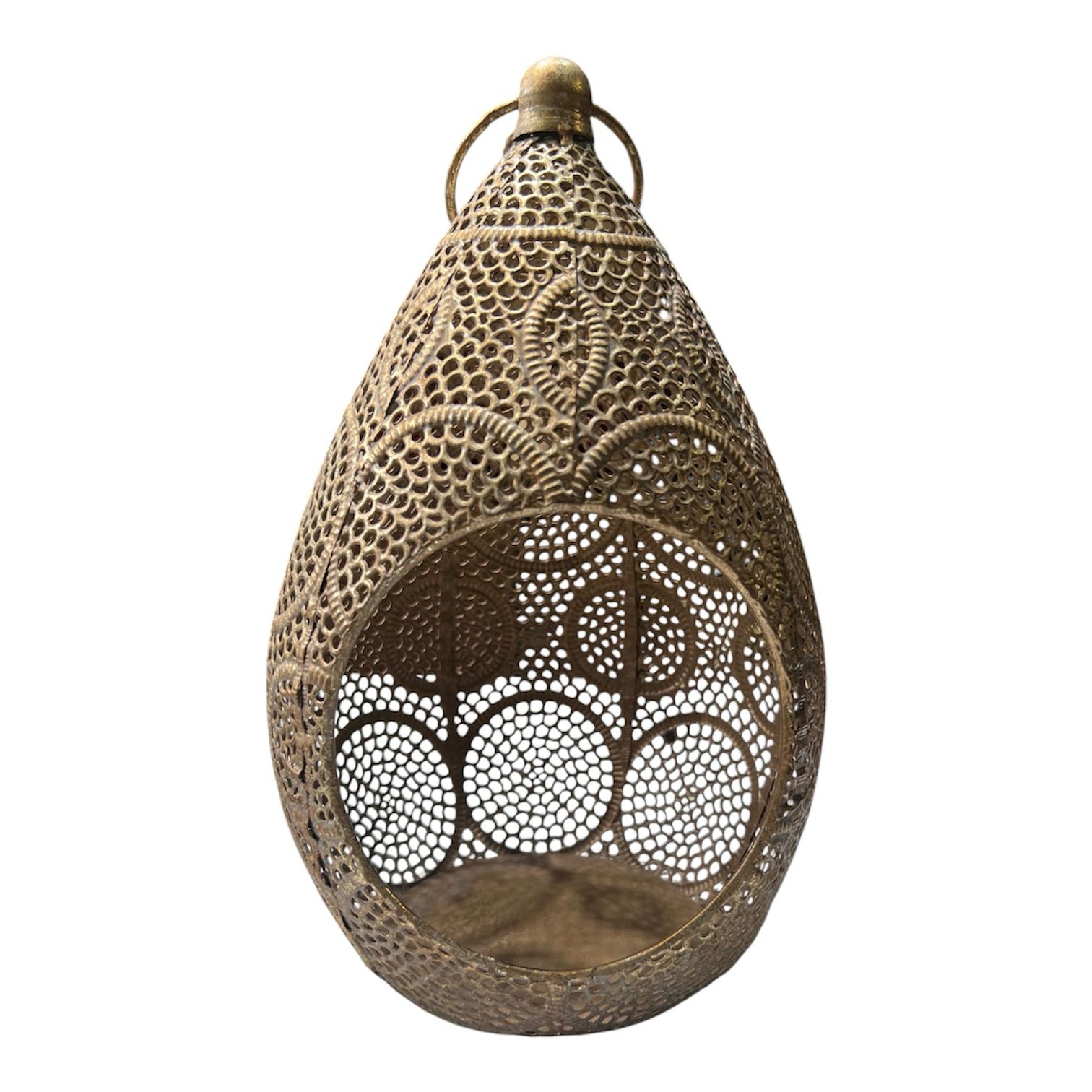 Antique Teardrop Lantern 13" | Moroccan Style Candle Holder