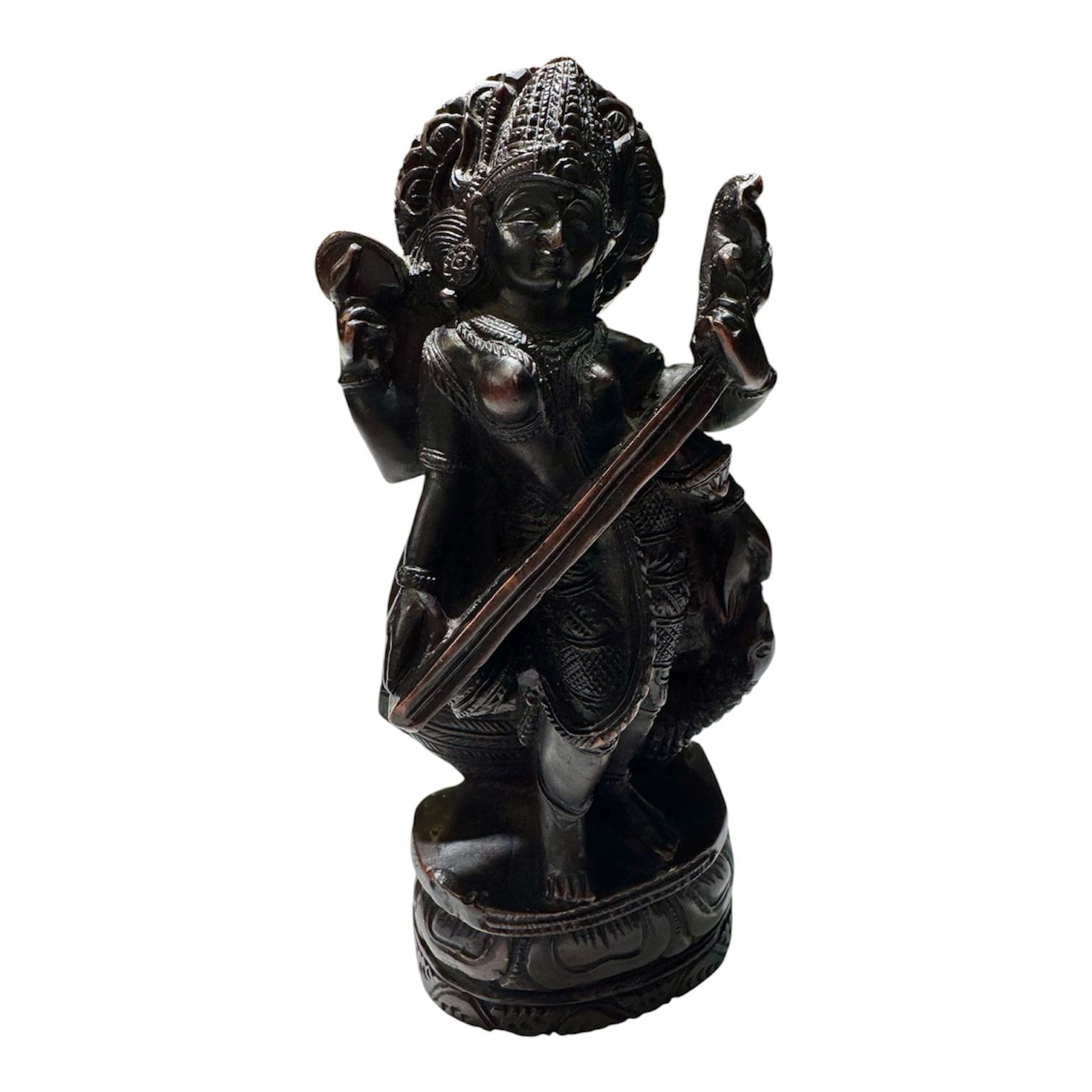 Hand-Carved Saraswati Statue – Hindu Goddess of Wisdom, Learning & Creativity