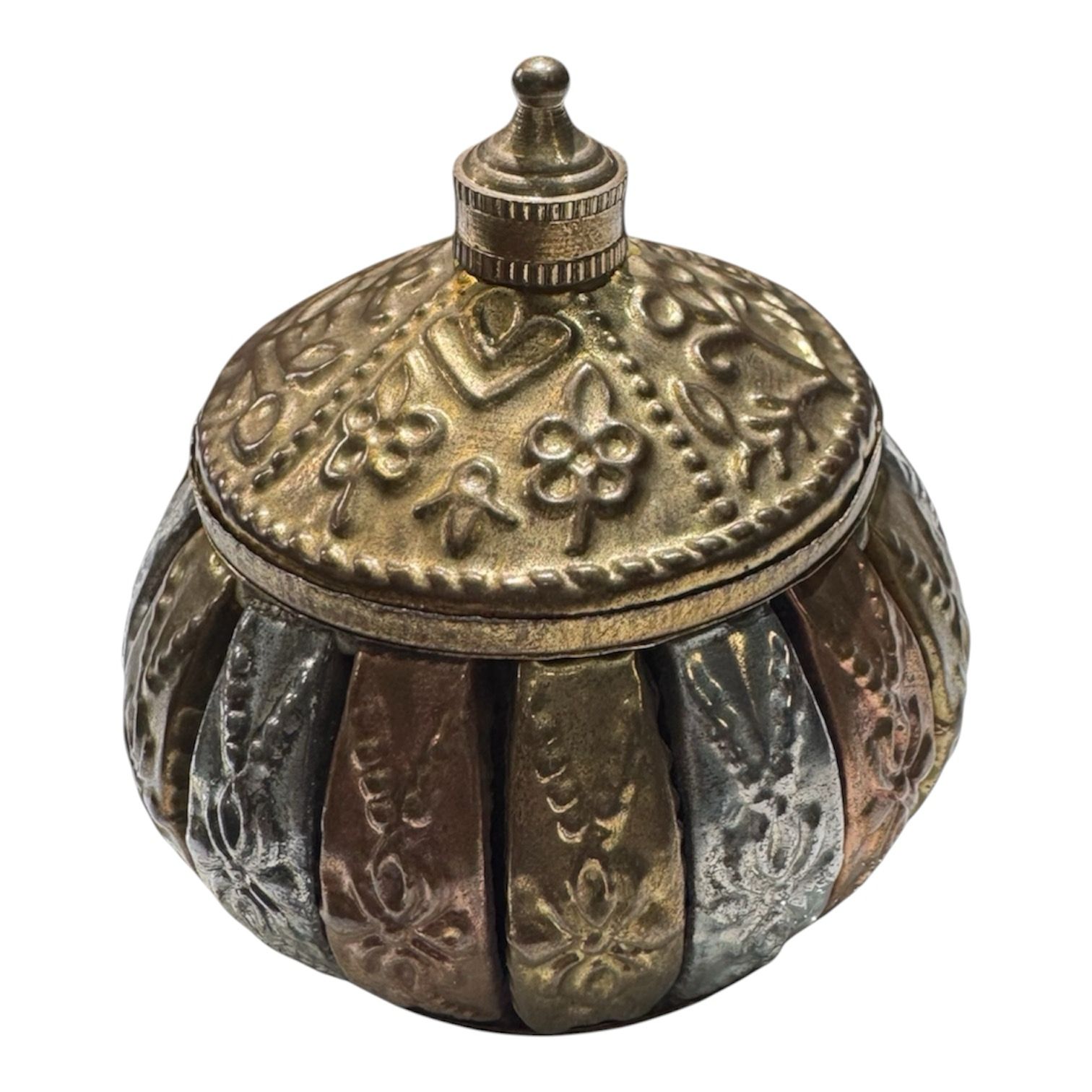 Metal Decorative Keepsake Box with Lid – Vintage Floral Trinket Box