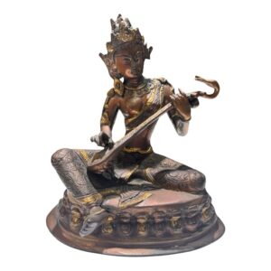 Saraswati Goddess Statue Playing Veena – Wisdom, Learning &amp; Creative Inspiration Sculpture